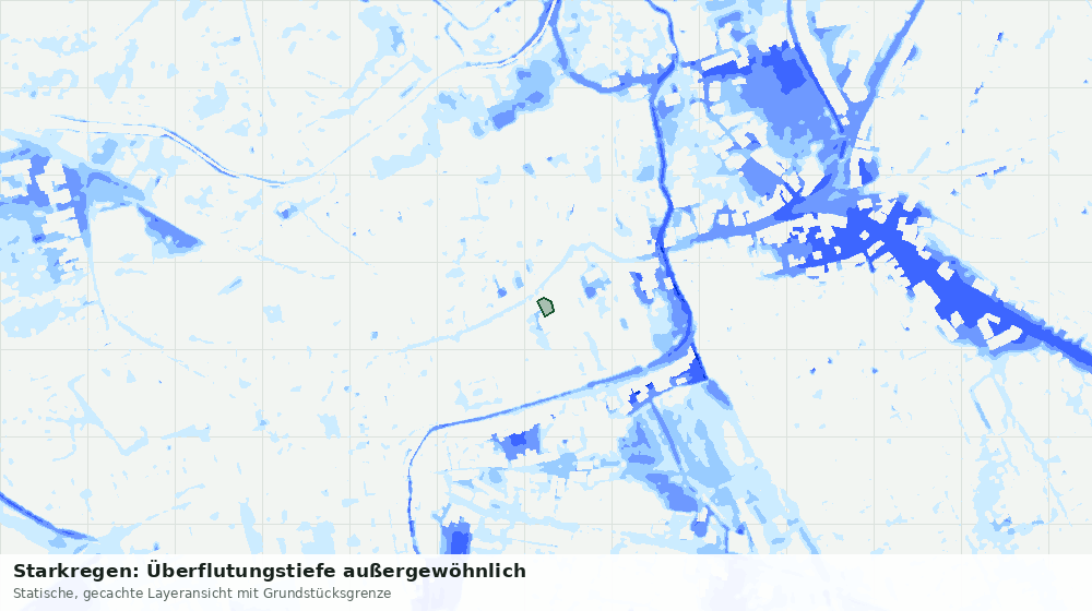 Statische Kartenansicht: Starkregen: Überflutungstiefe außergewöhnlich