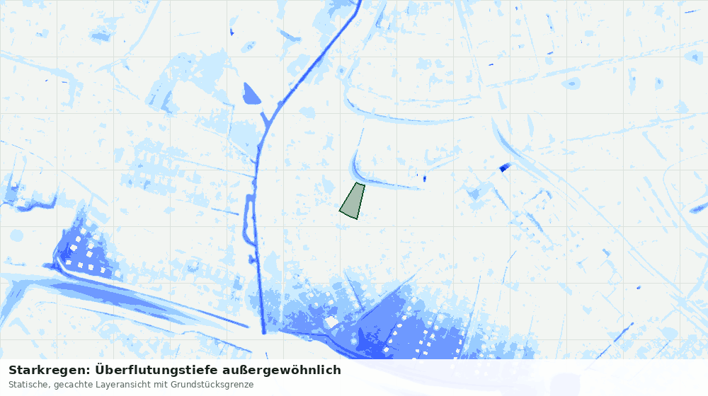 Statische Kartenansicht: Starkregen: Überflutungstiefe außergewöhnlich