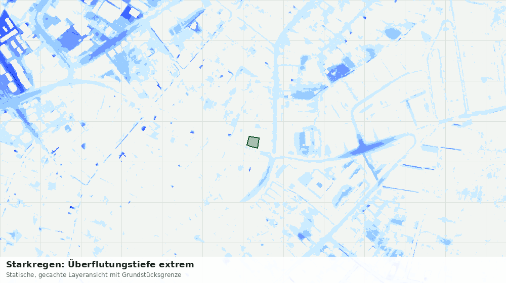 Statische Kartenansicht: Starkregen: Überflutungstiefe extrem