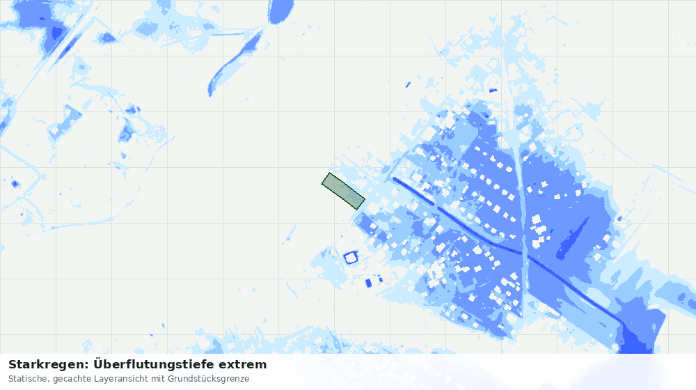 Statische Kartenansicht: Starkregen: Überflutungstiefe extrem