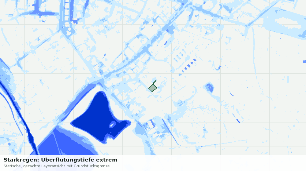 Statische Kartenansicht: Starkregen: Überflutungstiefe extrem