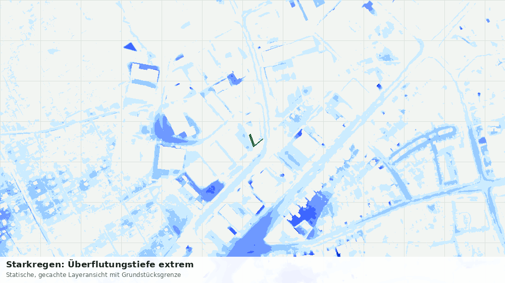 Statische Kartenansicht: Starkregen: Überflutungstiefe extrem