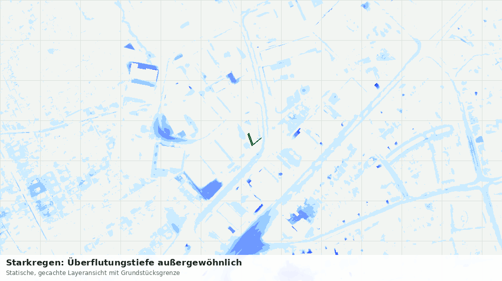 Statische Kartenansicht: Starkregen: Überflutungstiefe außergewöhnlich