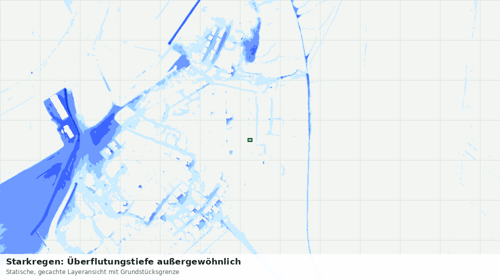 Statische Kartenansicht: Starkregen: Überflutungstiefe außergewöhnlich