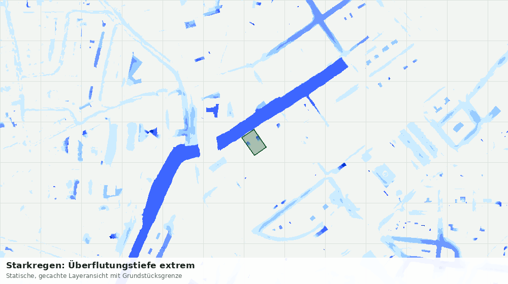 Statische Kartenansicht: Starkregen: Überflutungstiefe extrem