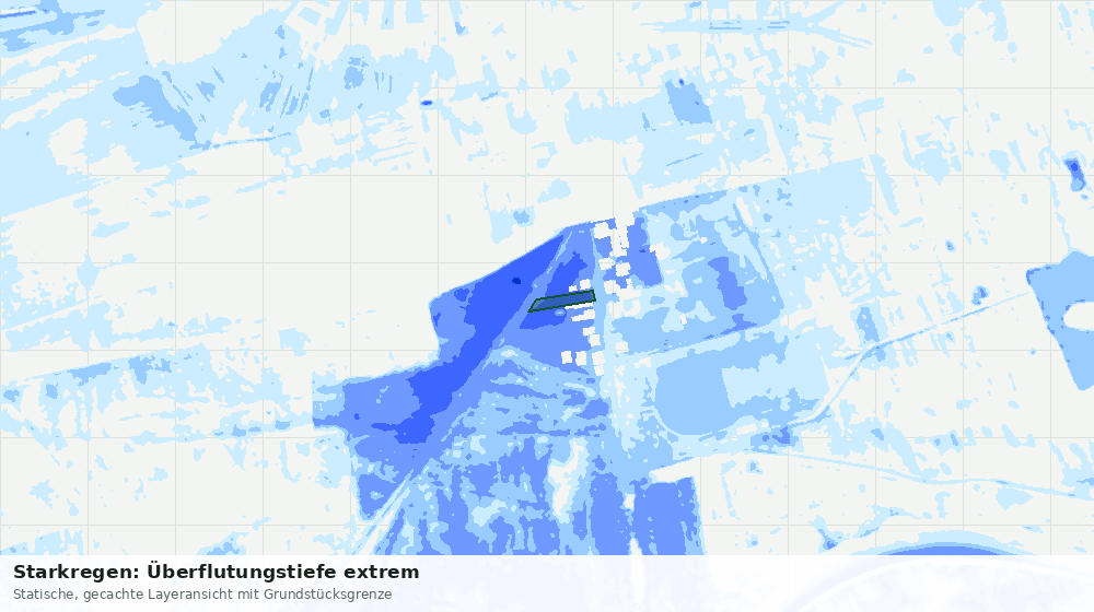 Statische Kartenansicht: Starkregen: Überflutungstiefe extrem