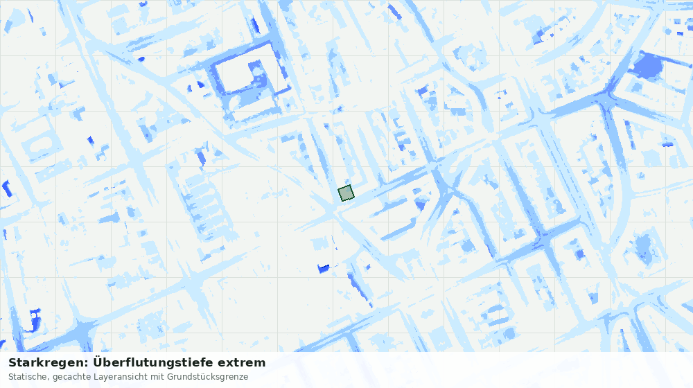 Statische Kartenansicht: Starkregen: Überflutungstiefe extrem