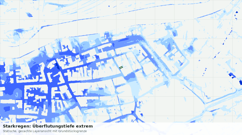 Statische Kartenansicht: Starkregen: Überflutungstiefe extrem