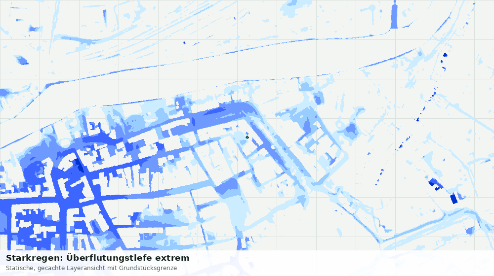 Statische Kartenansicht: Starkregen: Überflutungstiefe extrem