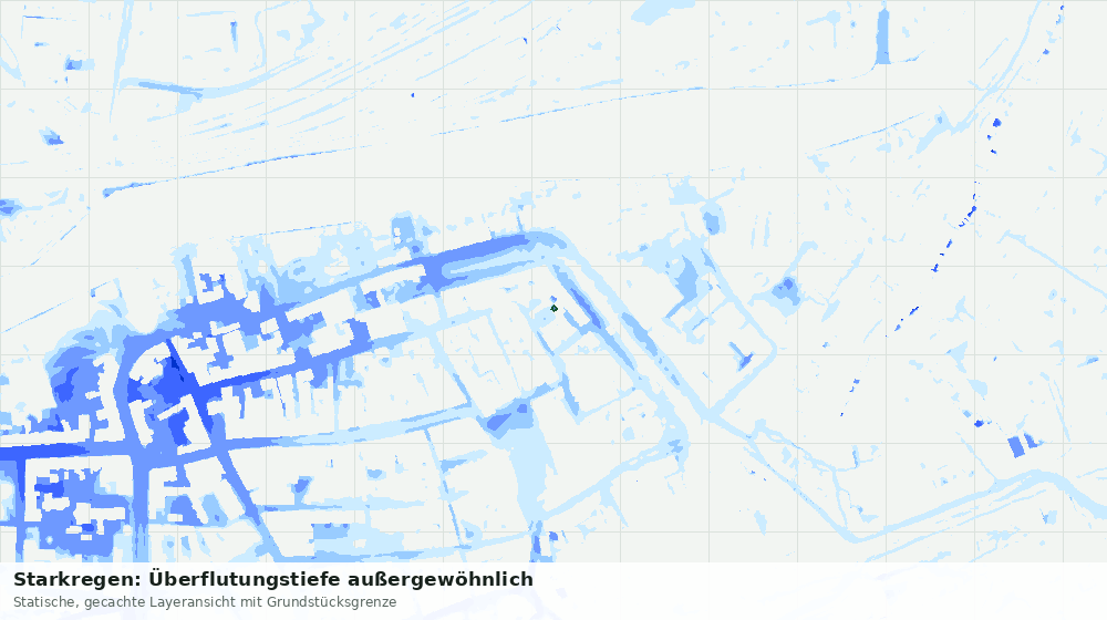 Statische Kartenansicht: Starkregen: Überflutungstiefe außergewöhnlich