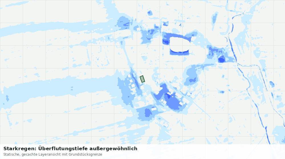 Statische Kartenansicht: Starkregen: Überflutungstiefe außergewöhnlich