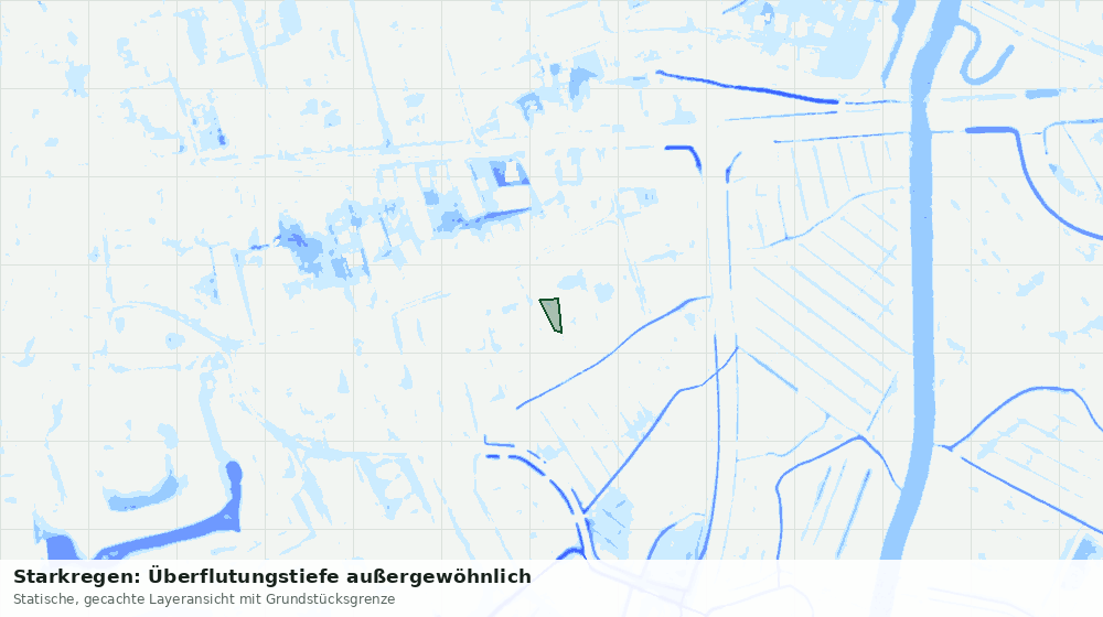 Statische Kartenansicht: Starkregen: Überflutungstiefe außergewöhnlich