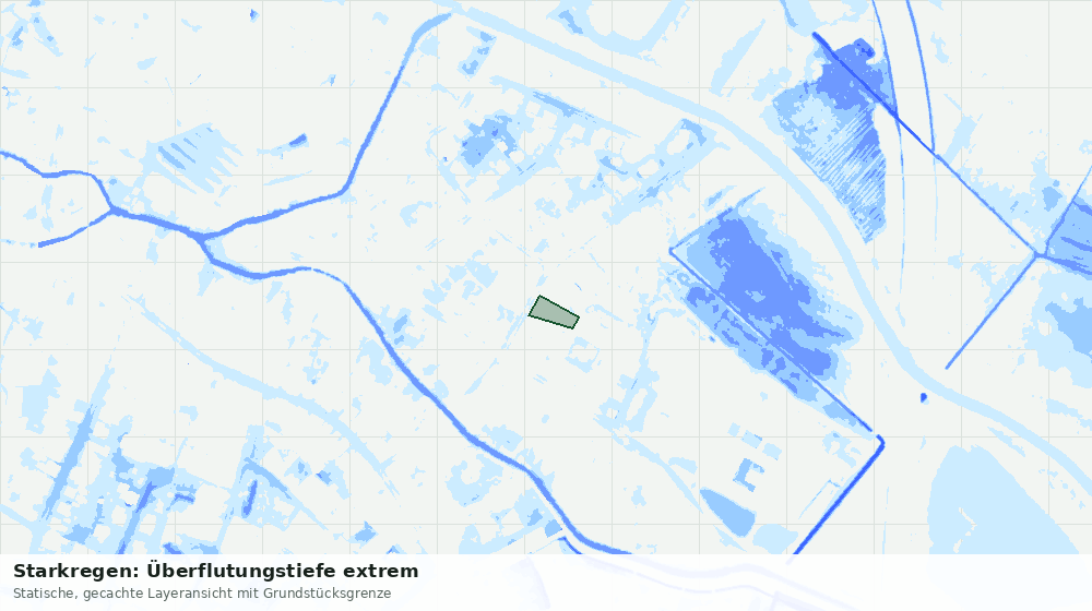 Statische Kartenansicht: Starkregen: Überflutungstiefe extrem