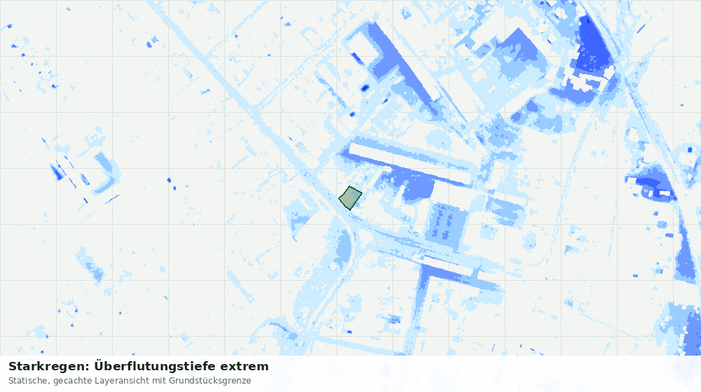 Statische Kartenansicht: Starkregen: Überflutungstiefe extrem