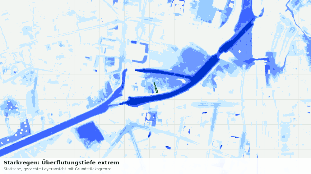 Statische Kartenansicht: Starkregen: Überflutungstiefe extrem