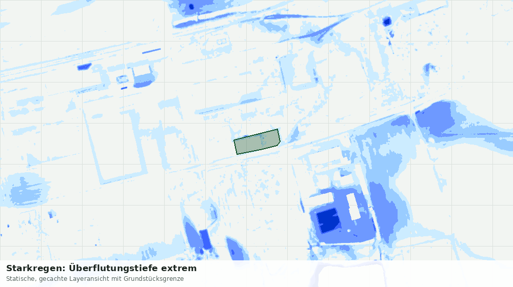 Statische Kartenansicht: Starkregen: Überflutungstiefe extrem