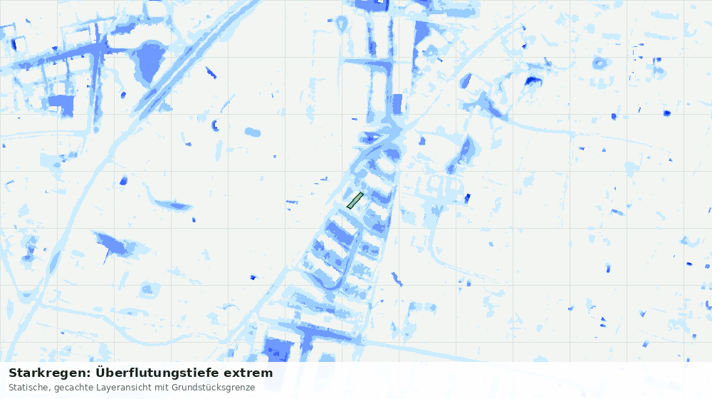 Statische Kartenansicht: Starkregen: Überflutungstiefe extrem