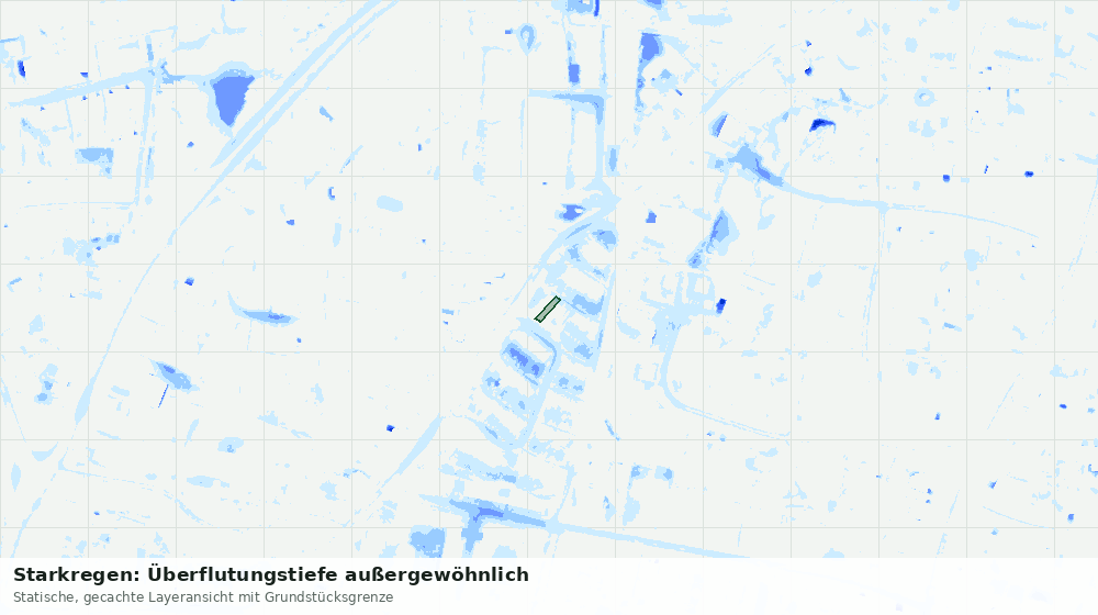 Statische Kartenansicht: Starkregen: Überflutungstiefe außergewöhnlich