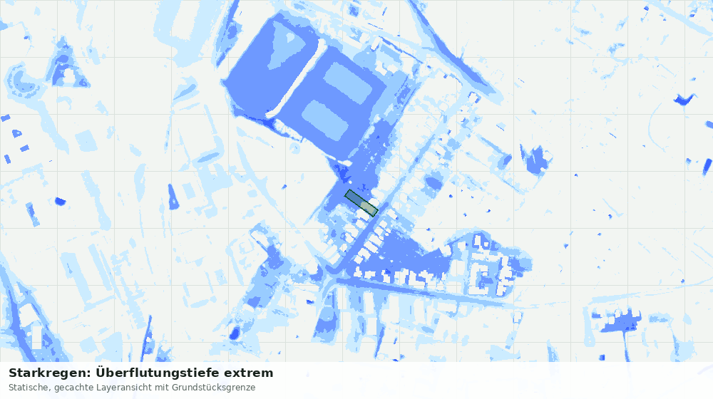 Statische Kartenansicht: Starkregen: Überflutungstiefe extrem