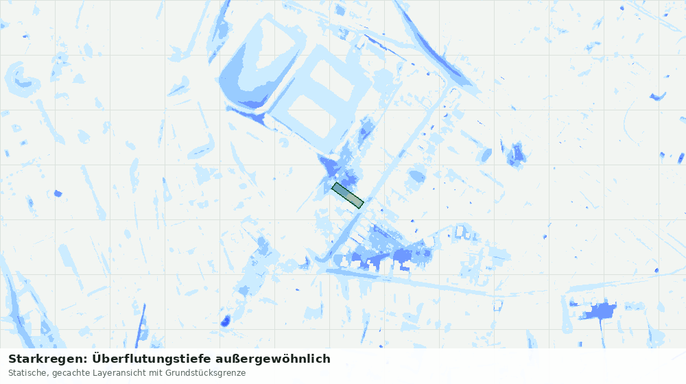 Statische Kartenansicht: Starkregen: Überflutungstiefe außergewöhnlich
