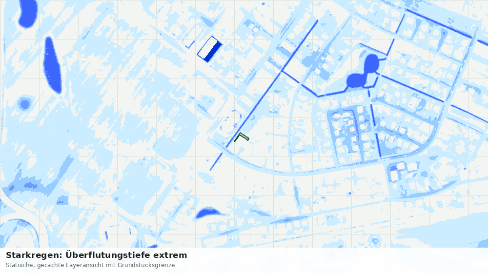 Statische Kartenansicht: Starkregen: Überflutungstiefe extrem