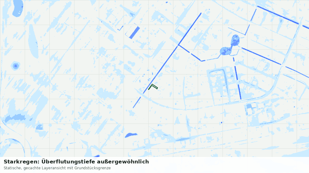 Statische Kartenansicht: Starkregen: Überflutungstiefe außergewöhnlich