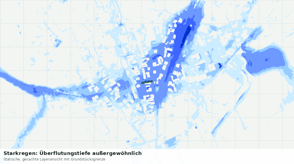 Statische Kartenansicht: Starkregen: Überflutungstiefe außergewöhnlich