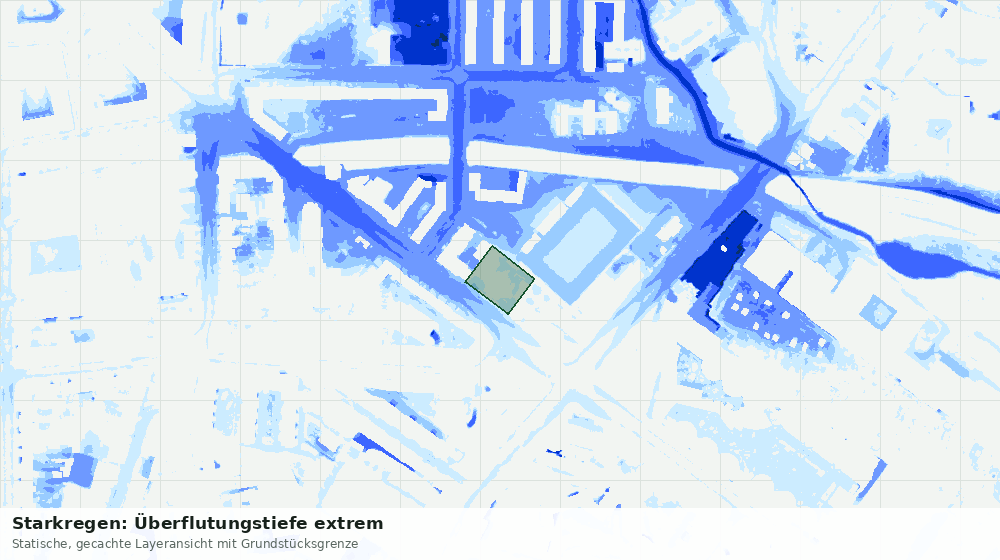 Statische Kartenansicht: Starkregen: Überflutungstiefe extrem
