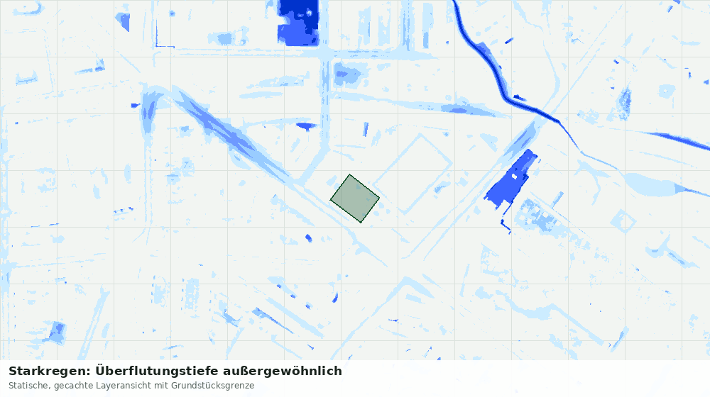 Statische Kartenansicht: Starkregen: Überflutungstiefe außergewöhnlich