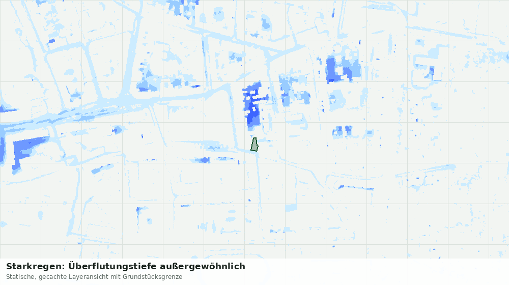 Statische Kartenansicht: Starkregen: Überflutungstiefe außergewöhnlich
