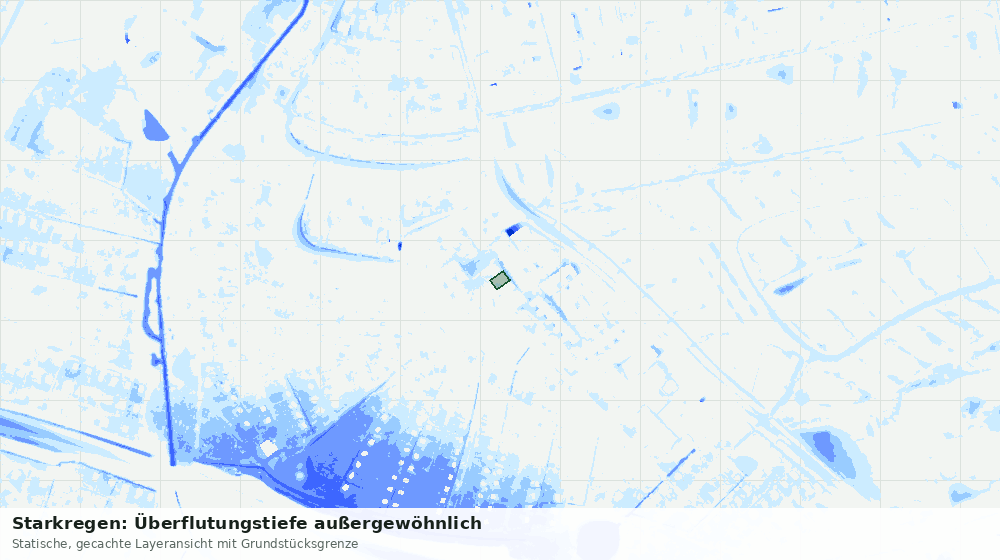 Statische Kartenansicht: Starkregen: Überflutungstiefe außergewöhnlich