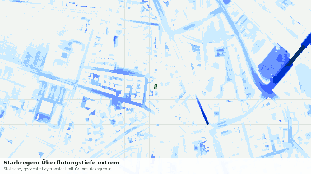 Statische Kartenansicht: Starkregen: Überflutungstiefe extrem
