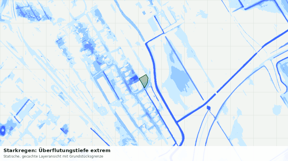Statische Kartenansicht: Starkregen: Überflutungstiefe extrem