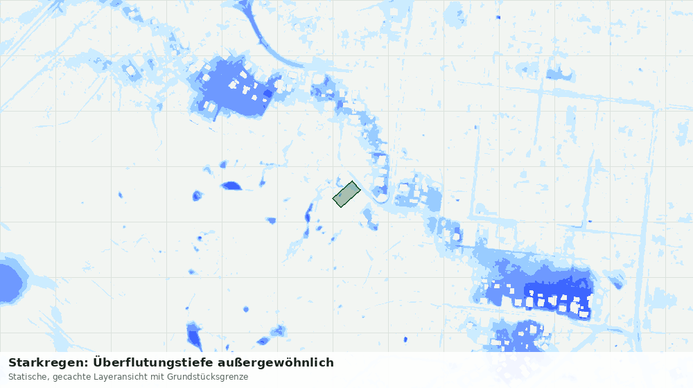 Statische Kartenansicht: Starkregen: Überflutungstiefe außergewöhnlich