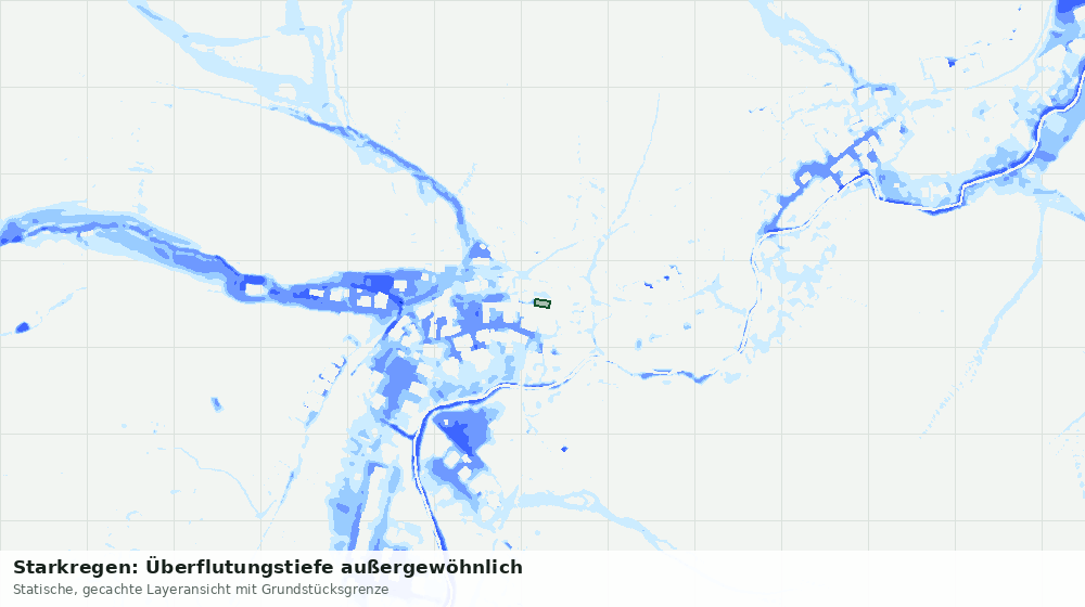 Statische Kartenansicht: Starkregen: Überflutungstiefe außergewöhnlich
