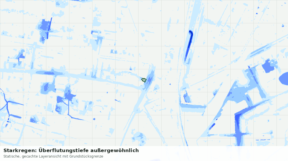Statische Kartenansicht: Starkregen: Überflutungstiefe außergewöhnlich