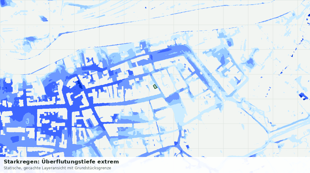 Statische Kartenansicht: Starkregen: Überflutungstiefe extrem