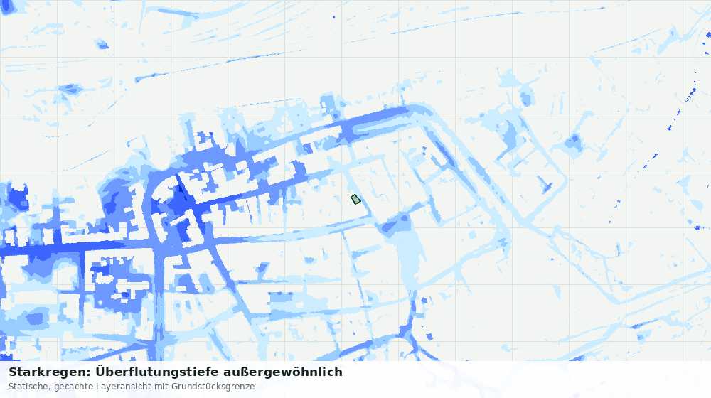 Statische Kartenansicht: Starkregen: Überflutungstiefe außergewöhnlich