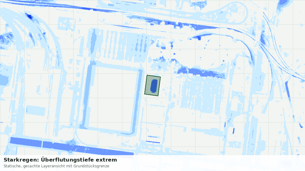 Statische Kartenansicht: Starkregen: Überflutungstiefe extrem