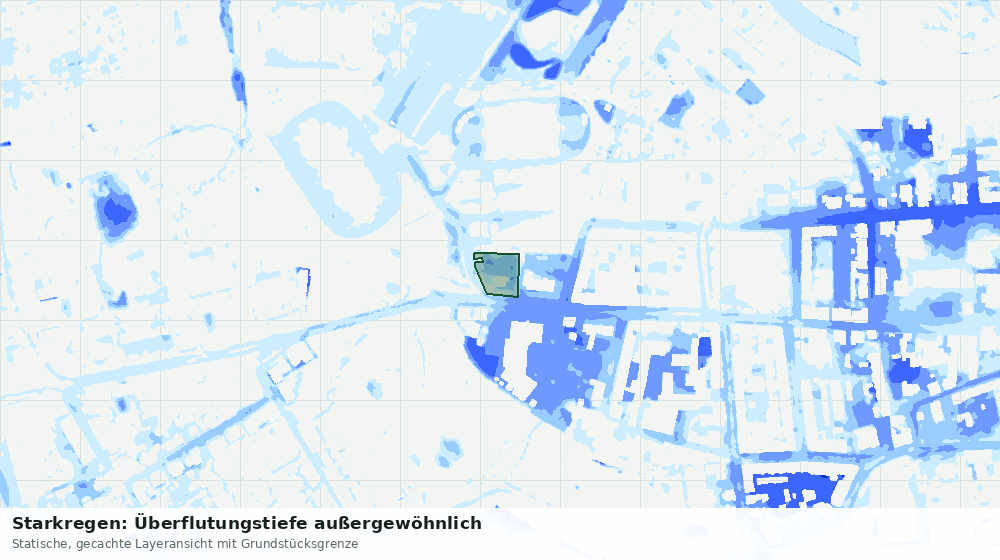 Statische Kartenansicht: Starkregen: Überflutungstiefe außergewöhnlich