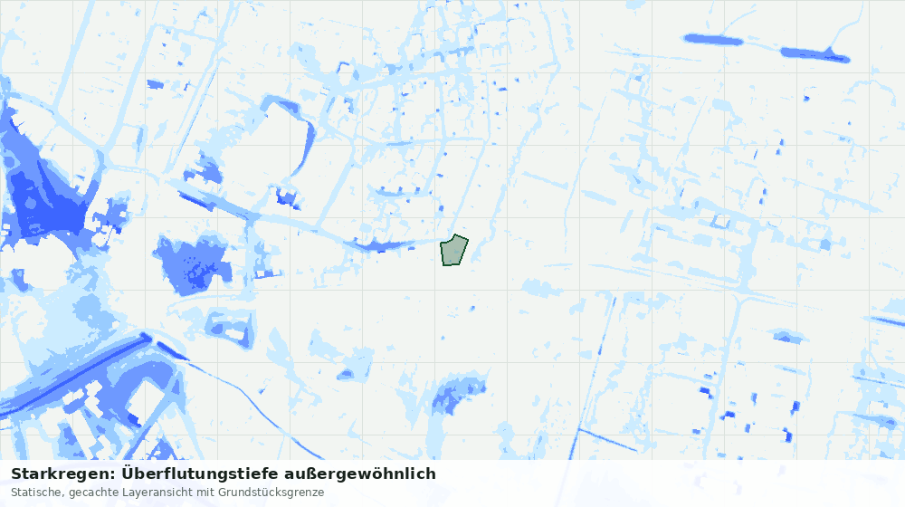 Statische Kartenansicht: Starkregen: Überflutungstiefe außergewöhnlich
