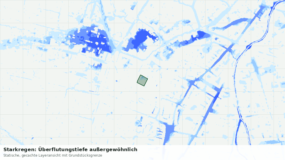 Statische Kartenansicht: Starkregen: Überflutungstiefe außergewöhnlich