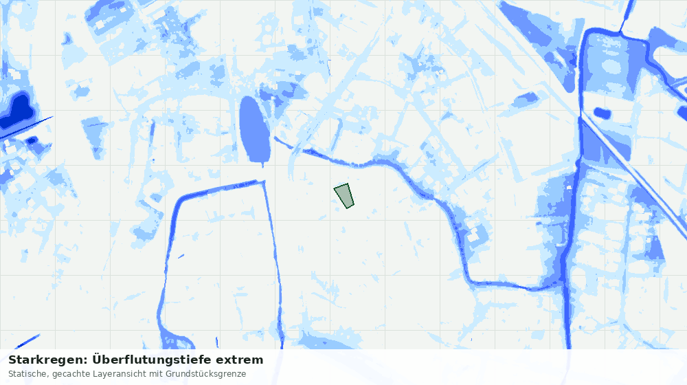 Statische Kartenansicht: Starkregen: Überflutungstiefe extrem