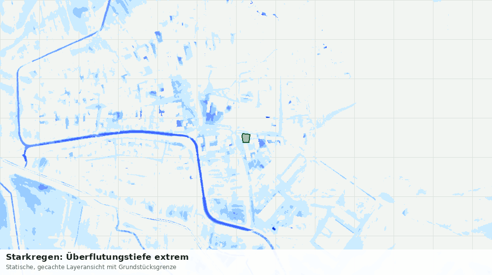 Statische Kartenansicht: Starkregen: Überflutungstiefe extrem
