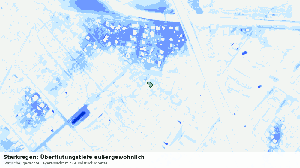 Statische Kartenansicht: Starkregen: Überflutungstiefe außergewöhnlich