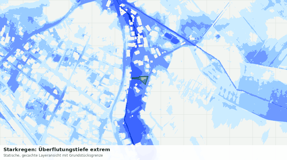 Statische Kartenansicht: Starkregen: Überflutungstiefe extrem