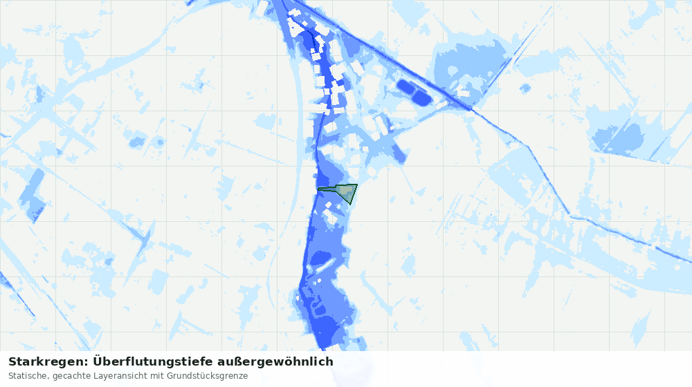 Statische Kartenansicht: Starkregen: Überflutungstiefe außergewöhnlich