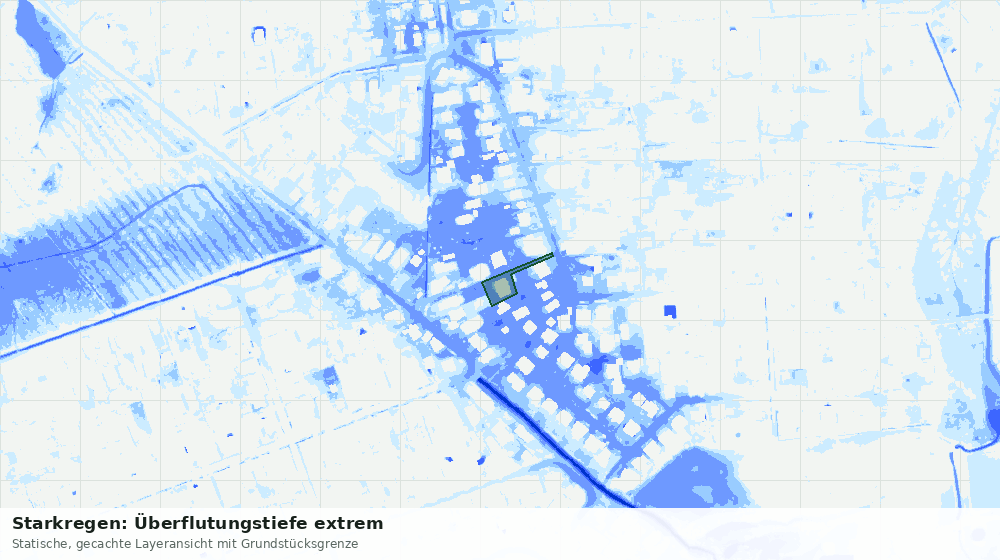 Statische Kartenansicht: Starkregen: Überflutungstiefe extrem