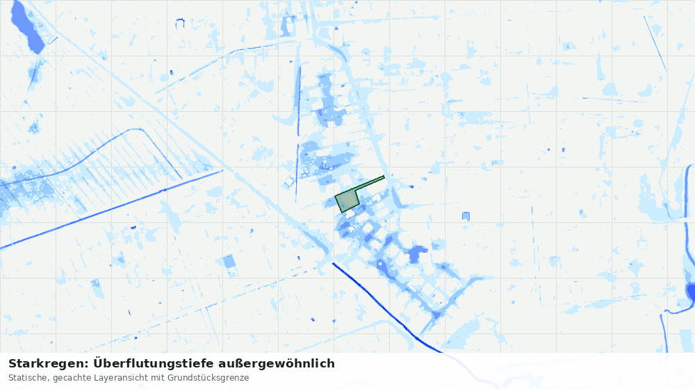 Statische Kartenansicht: Starkregen: Überflutungstiefe außergewöhnlich