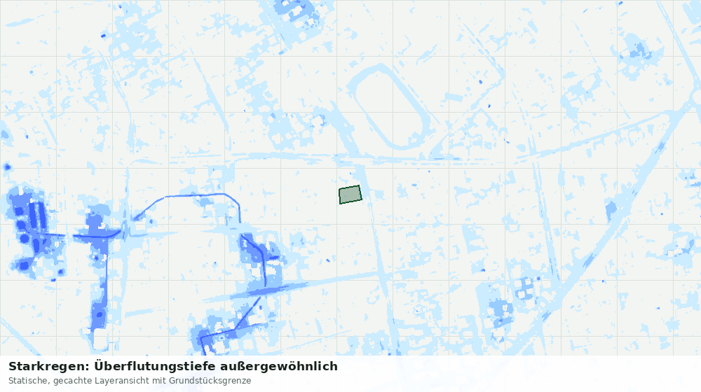 Statische Kartenansicht: Starkregen: Überflutungstiefe außergewöhnlich